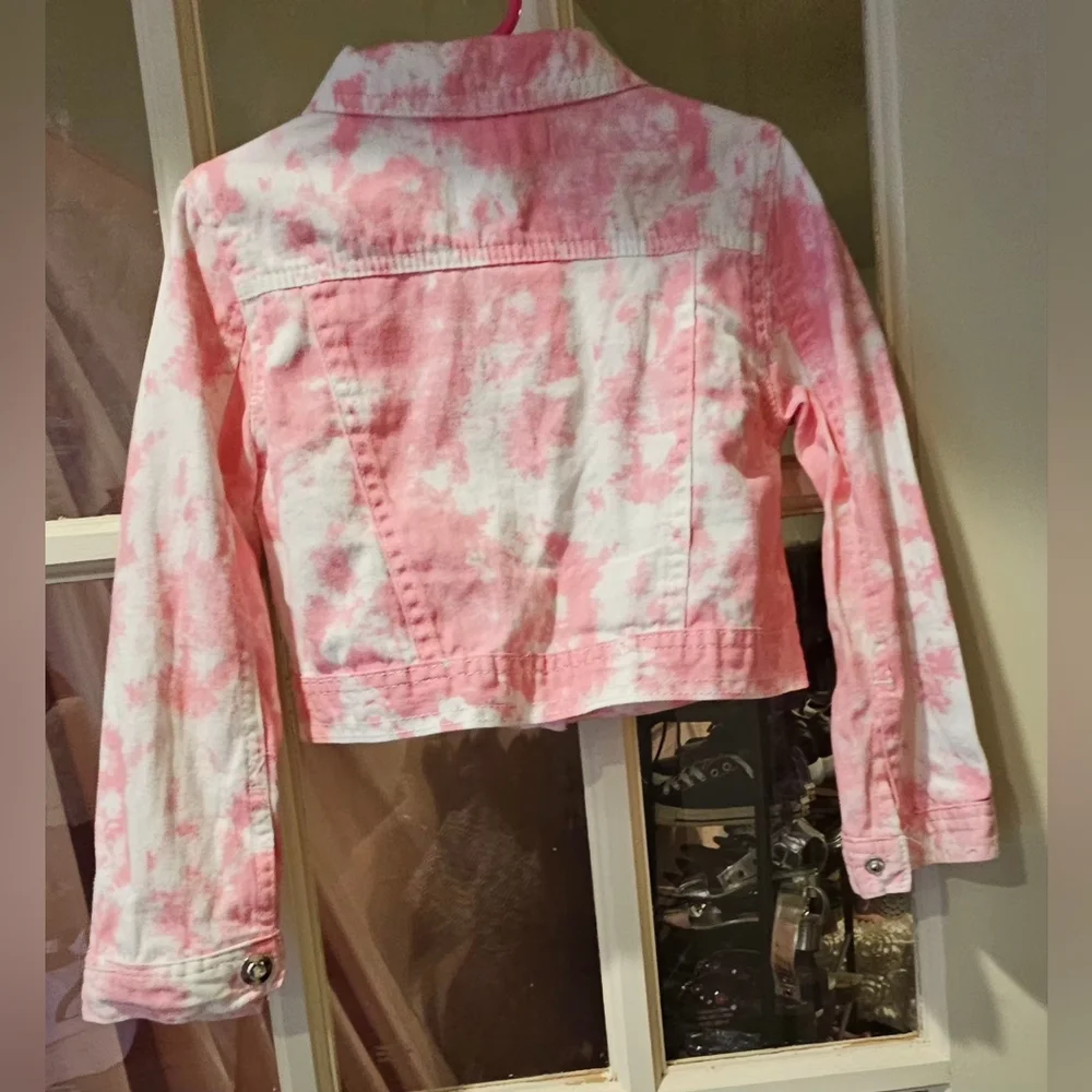 Young Hearts Pink & White Tie Dye Denim Jacket - Size 6X - Picture 2 of 12